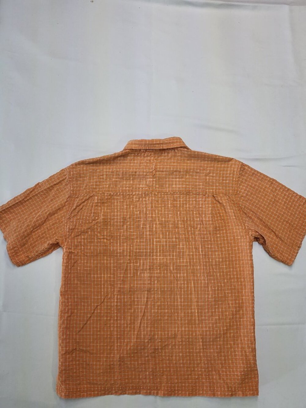 The North Face Orange Plaid Short Sleeve Button Up Shirt Medium - Picture 4 of 8